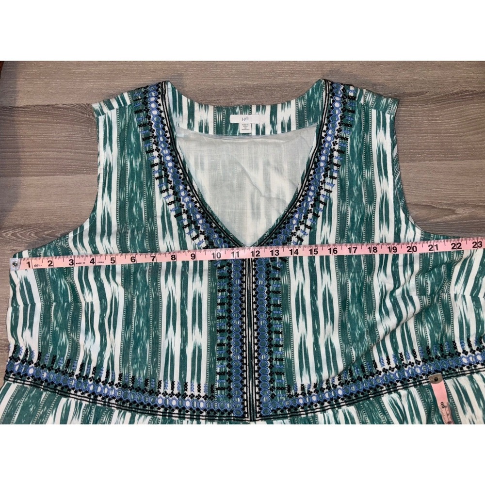 J Jill Embroidered Ikat Print V Neck Sleeveless Dress Women's 2X Resortwear‎ - Picture 6 of 6